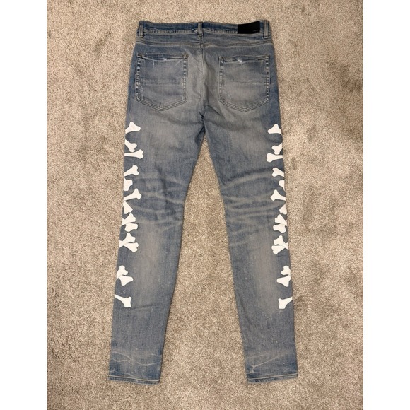 Amiri Bones Appliqué Skinny Jeans Size 34 Retail: $1,190 - Picture 2 of 6